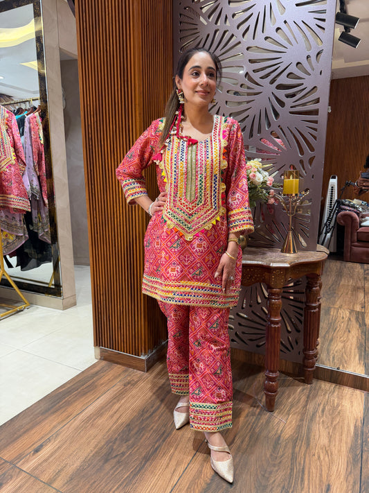 Embellished Patola-Print Tunic & Pant Set