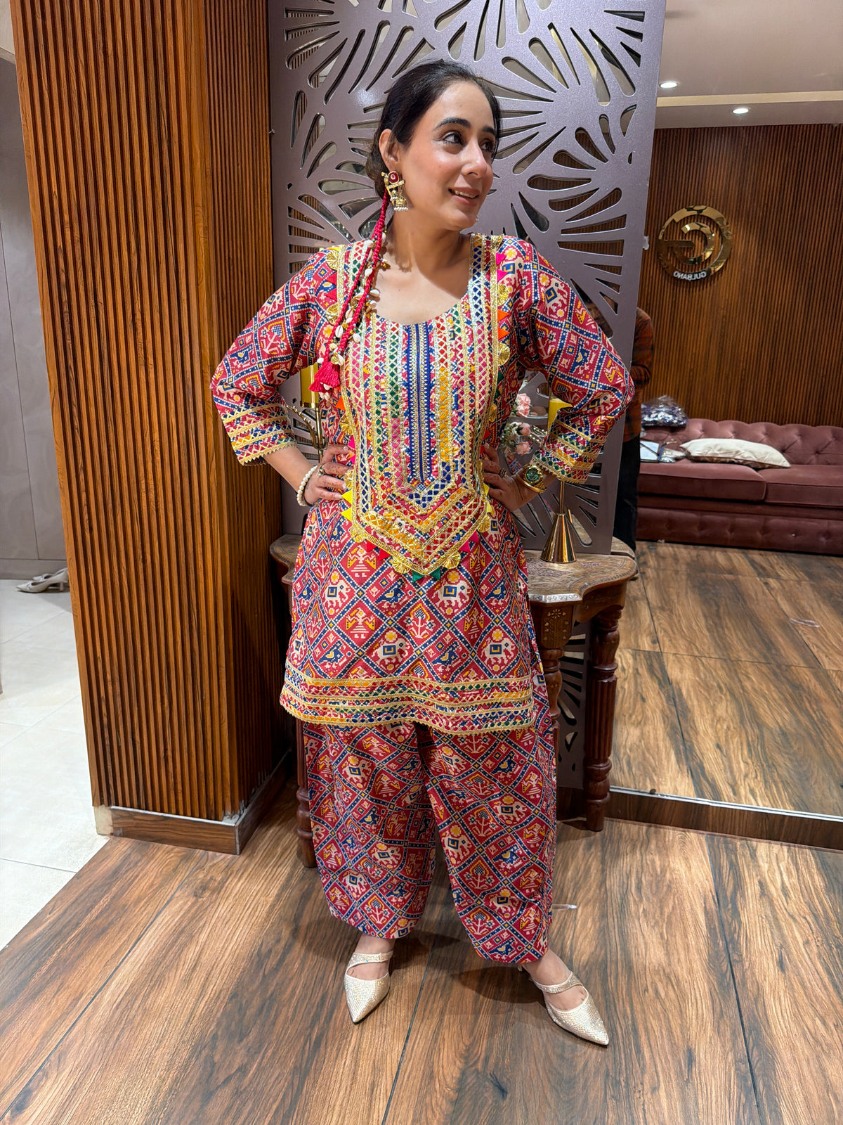 Embellished Patola-Print Tunic & Salwar Set