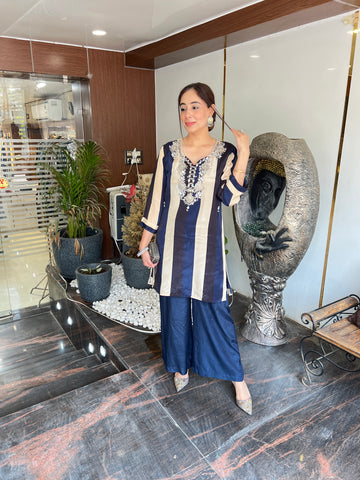 Blue Suit with Necklace Design