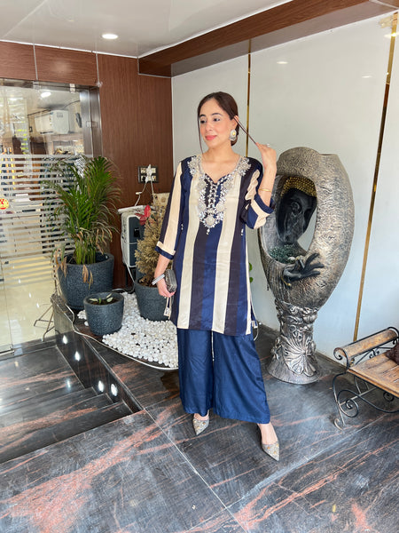 Blue Suit with Necklace Design