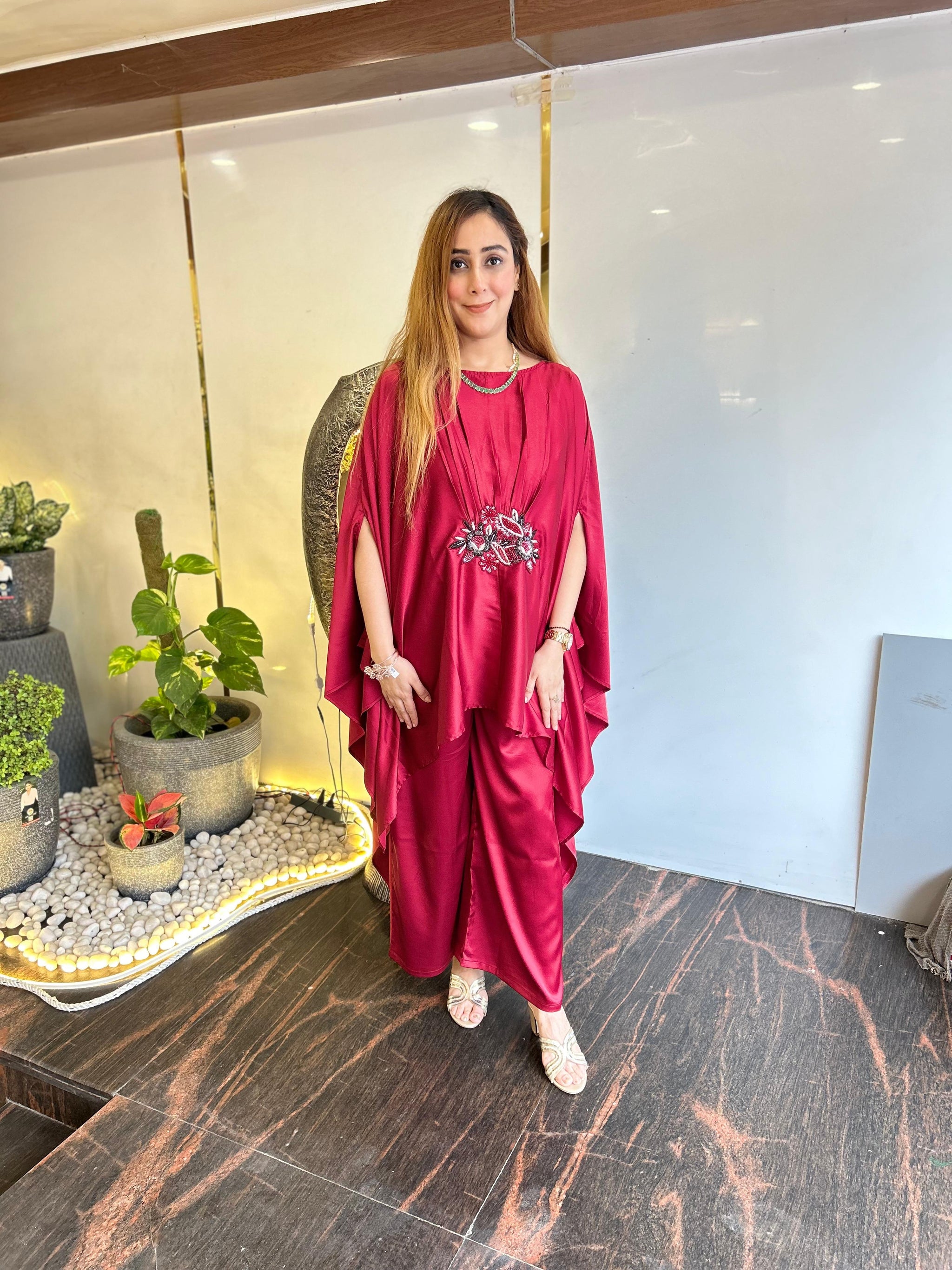 Mehreen Red Kaftan Cord-Set