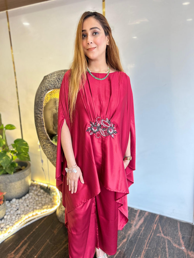 Mehreen Red Kaftan Cord-Set