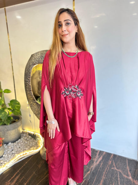Mehreen Red Kaftan Cord-Set