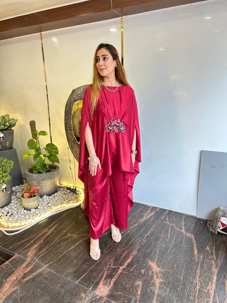 Mehreen Red Kaftan Cord-Set