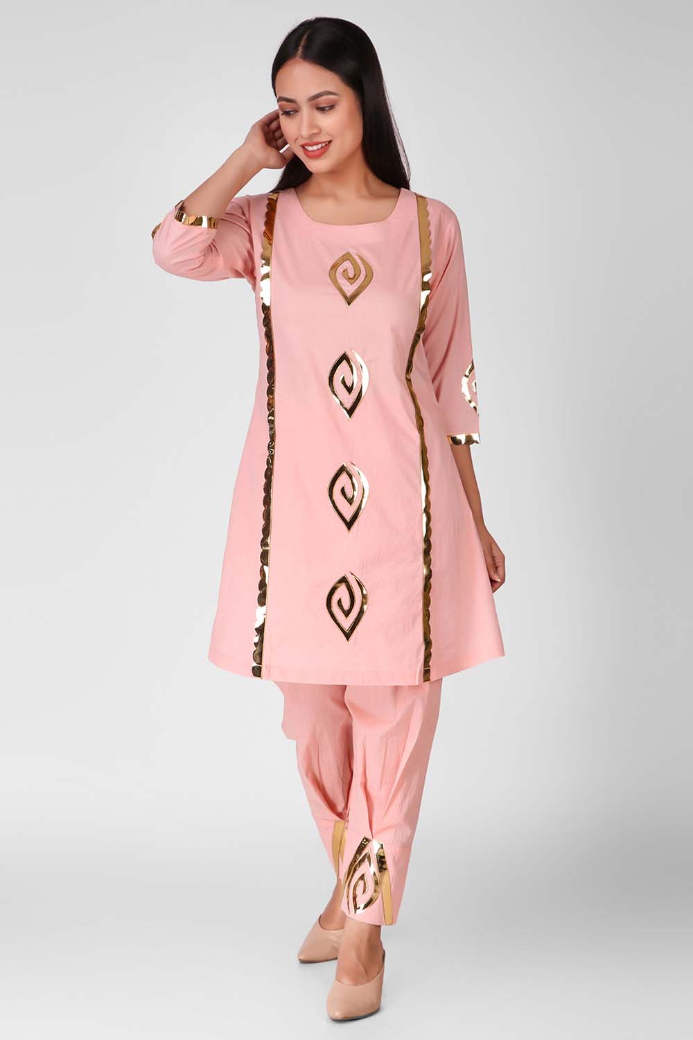 Kurta with box pleat pants