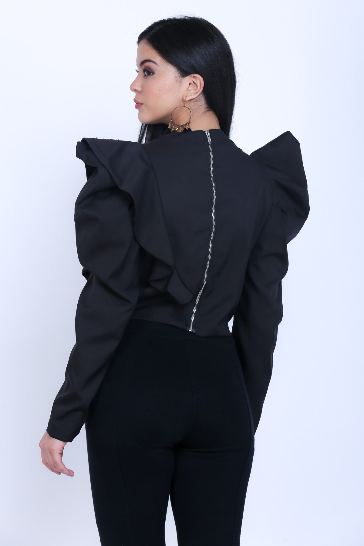 Top With Power Shoulder Sleeves