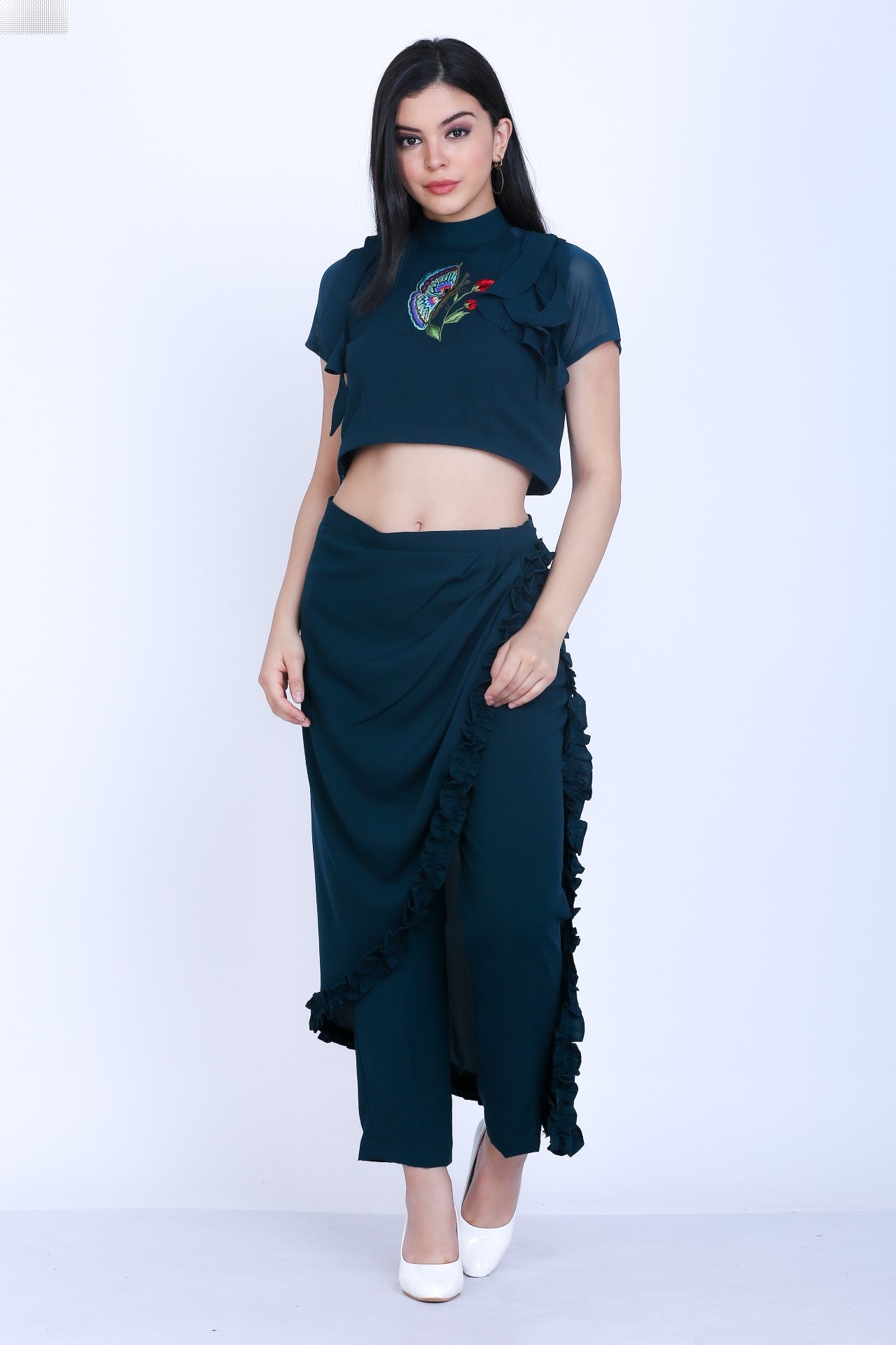 Crop Top With Drape Pants