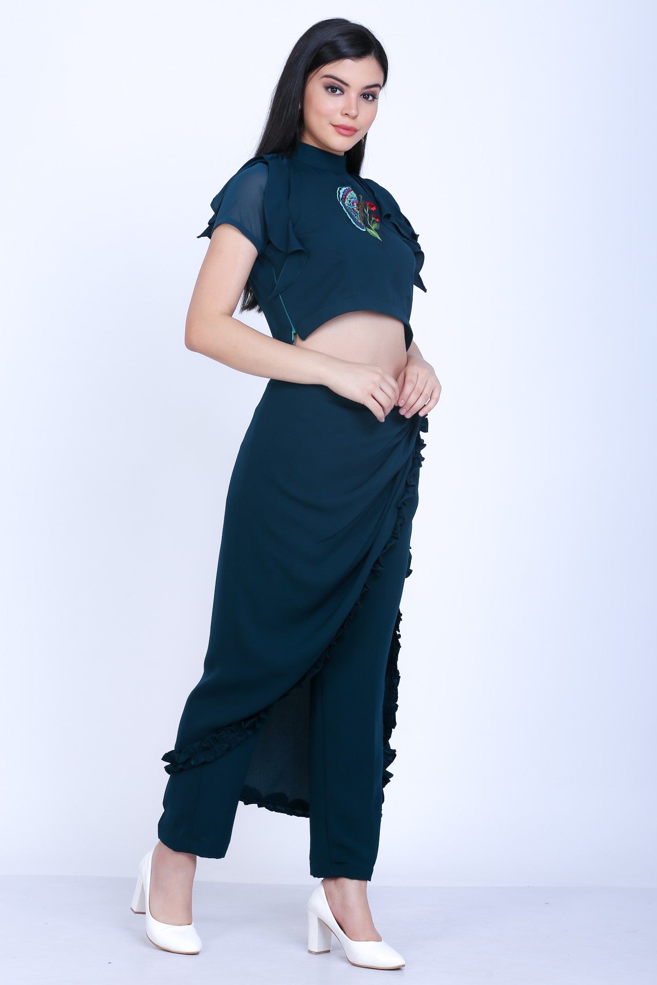 Crop Top With Drape Pants