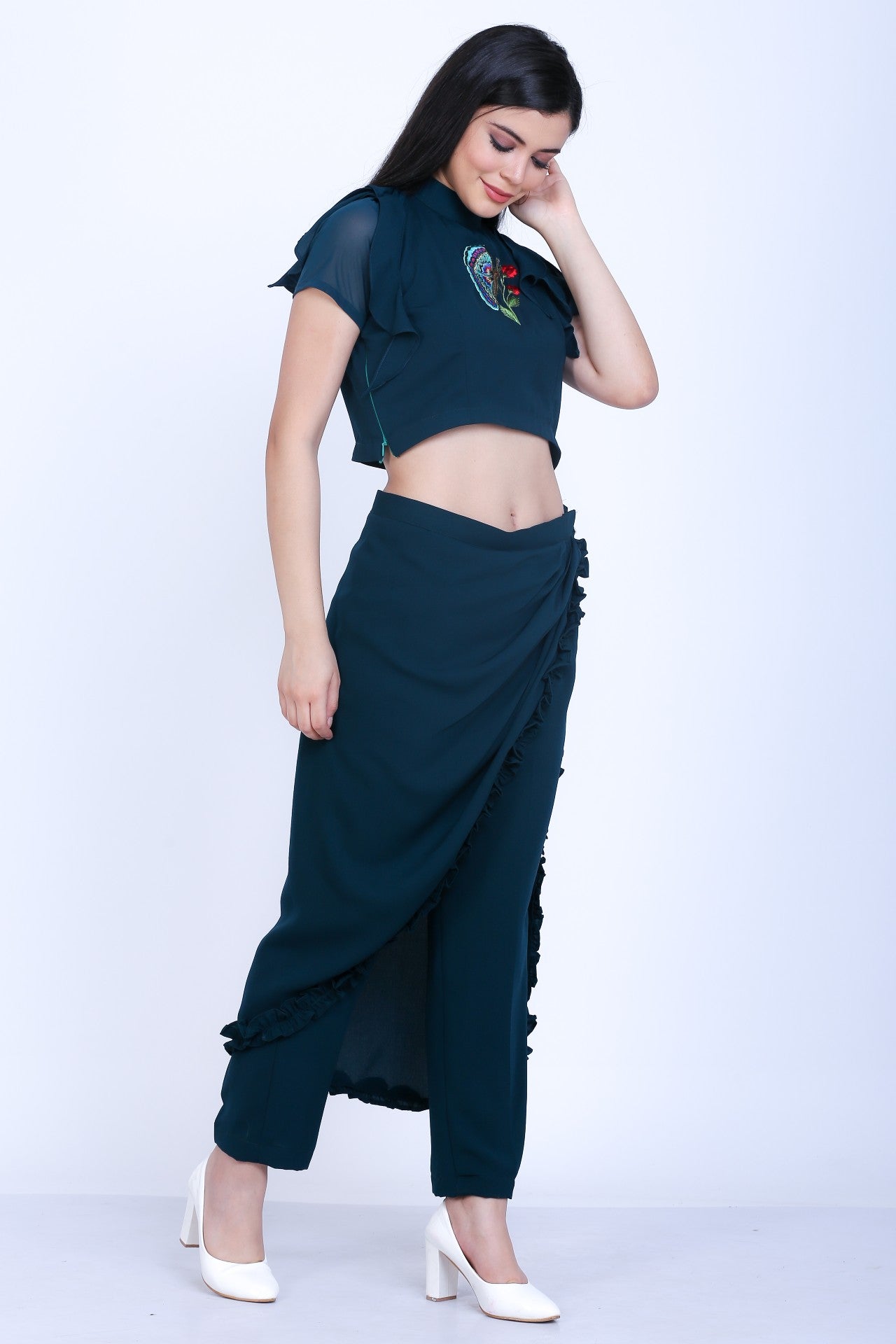 Crop Top With Drape Pants