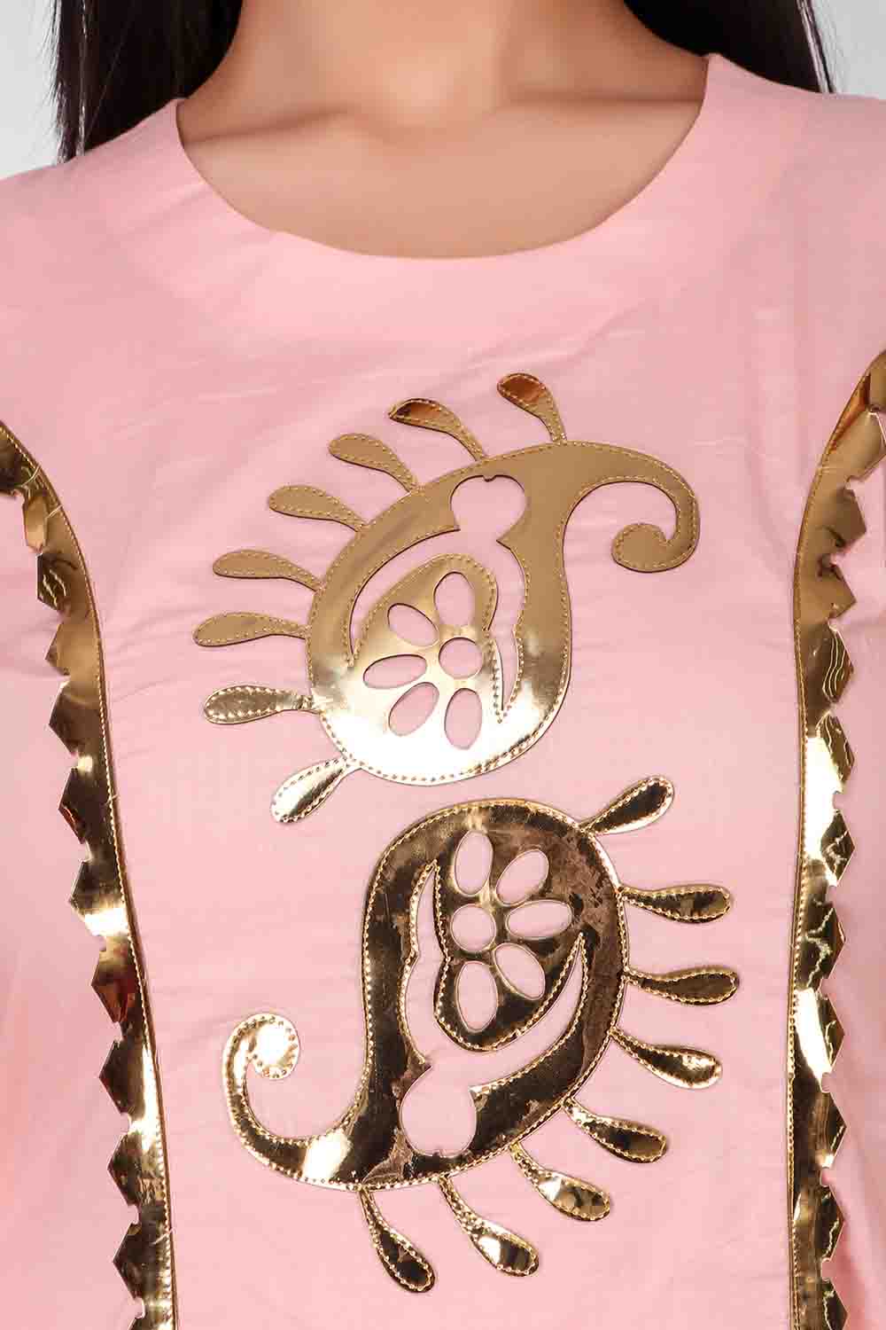 Leather Applique Kurta With Pants