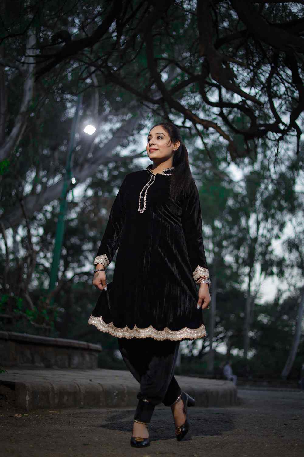 Black Velvet Co-ord Set With Salwar